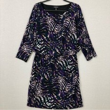 Nine West Purple Black Business/Office Stretch Round Neck Sheath Dress size 14