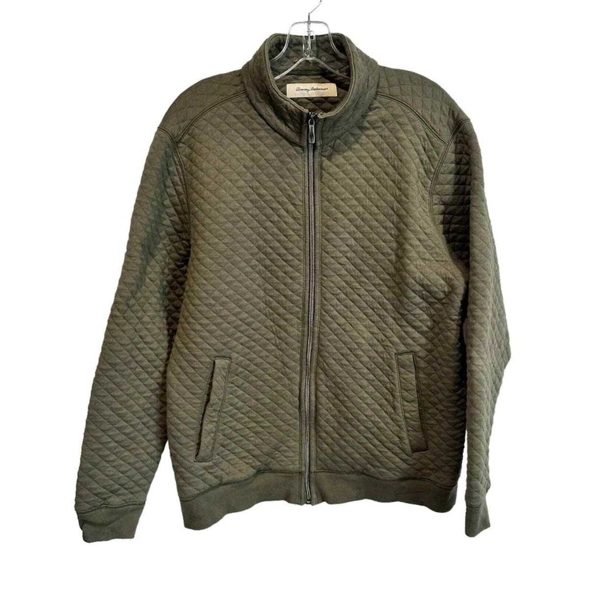 Tommy Bahama Jacket Womens Quilted Zip Up Coat Jacket Soft Pockets Green Medium