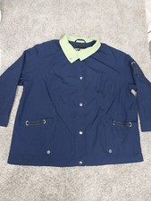 Iz Sport Womens Size 3x Blue Parka Jacket Green Trim Full Snap Lined