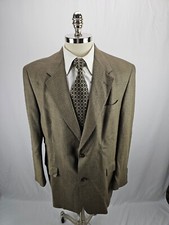 Hart Schaffner Marx Men's Brown Wool Glen Plaid Blazer Jacket 44R
