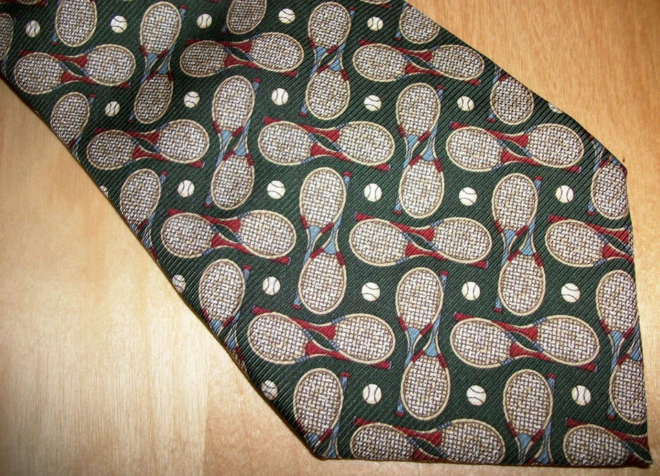 Raqueta de tenis Banana Republic verde para hombre corbata de seda 57" de largo x 3,9" de ancho (D366) Foto 2 de 4