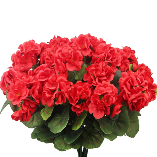 8 Pcs Artificial Geraniums Flowers Red Silk Geraniums for Outdoors UV Resista...