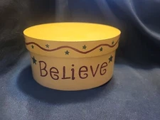 Farmhouse Country Decor Wooden Oval Box Painted With BELIEVE Wording