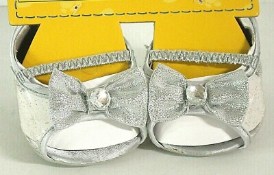 Build A Bear Clear Silver Sparkle Dress Heel Gem Bow Cinderella Glass Slippers