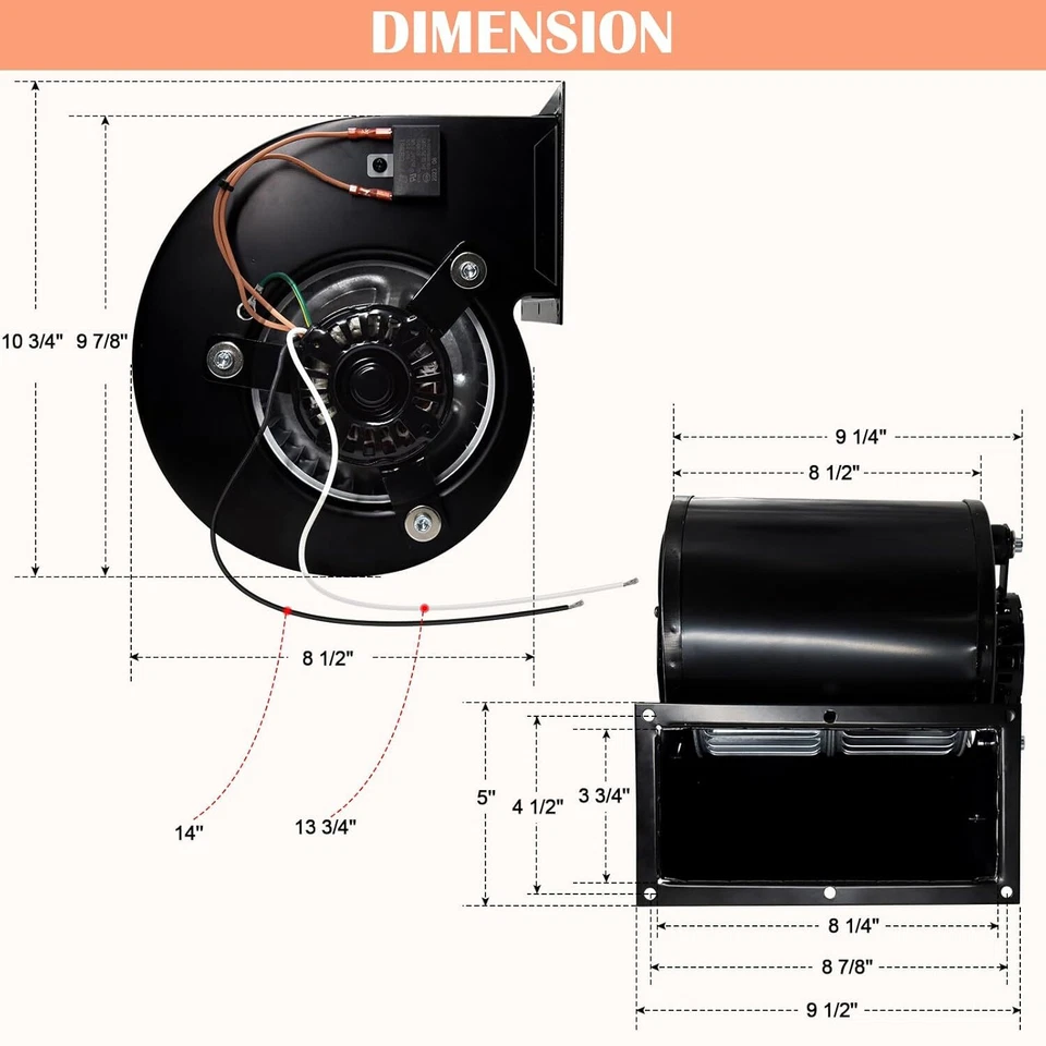 Двигатель вентилятора 115 В сменный для плиты Dayton 1TDR9 Fasco B45267 US 7063-5176 - Изображение 3 из 4