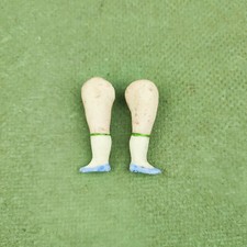 Antique Bisque Dollhouse Doll Legs, Marked "482", Blue Shoes, 1.57" / 40mm