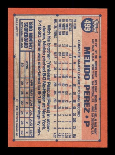 1991 Topps Desert Shield #499 Melido Perez MINT White Sox 533060 - Picture 2 of 2