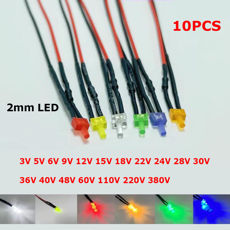10pcs 5mm Pre-Wired Emitting Diodes With Resistance Bulb