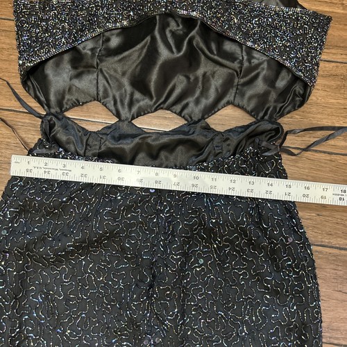 Sexy Vestido Escala XXL Negro Seda Multicolor Cuentas y Lentejuelas Fiesta Baile de graduación - Imagen 20 de 21