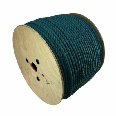 Baumwollseil 12 mm natur blau x 50 m auf Rolle, 3 Strang Kordel, farbige Baumwolle