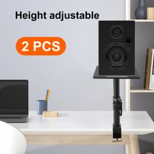 2PCS Desk Clamp Monitor Speaker Stand 20.5cm-33cm Height Adjustable+Square Tray