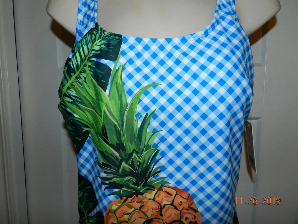 Traje de baño Juicy Couture JC One Piece azul a cuadros piña Foto 2 de 4