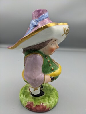 1885s Antique Samson Mansion House Dwarf in a Pink Hat Porcelain Figurine 7''