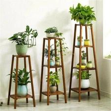 2/3/4Tier Tower Bamboo Plant Stand Flower Pot Shelf Indoor Garden Storage Rack
