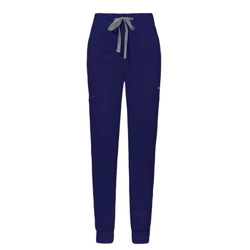 Unisex Stretch Scrub Pants Ribbed Jogger Flat Elastic Yoga Waistband 8-Pockets - Picture 28 of 38