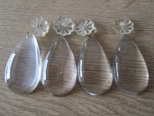 4 Pampilles en cristal de 7 cm forme  goutte d'eau lisse pour Lustre ancien N°5