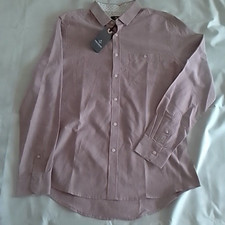 THREADBARE Mens Pink Long Sleeve Shirt BNWT S...