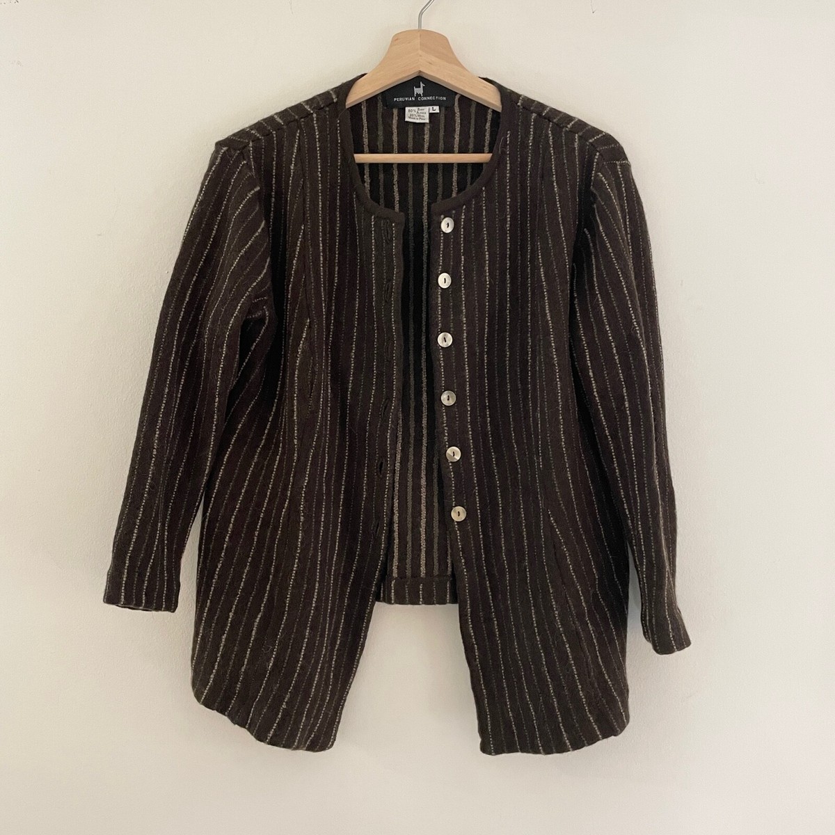 Alpaca Wool Ethical Peruvian Connection Striped Knit Cardigan!! View 4