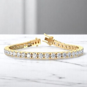 Authentic 14K Gold Plated Round Diamond 9.00 TCW Tennis Bracelet for Women | for Mom