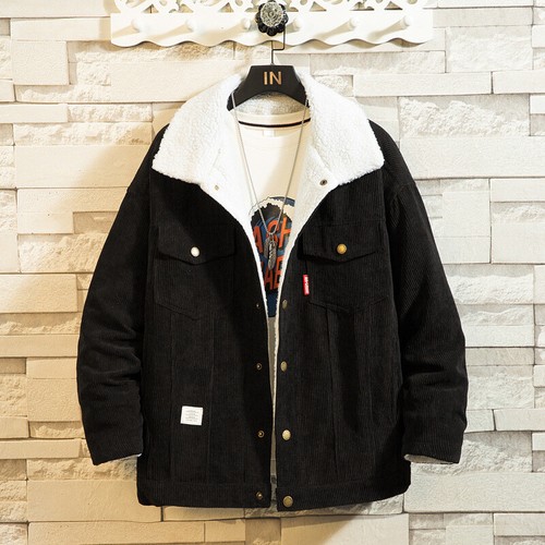 Men Lined Sherpa Outwear Oversize Coat Winter Warm Fleece Hoodie Button Jacket - Picture 18 of 62