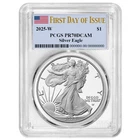 2025-W $1 1-oz Proof American Silver Eagle PCGS PR70DCAM FDOI Flag Label