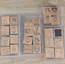 Stampin' Up Wood Rubber Stamps Set Friendship Birthday Thank You Baby Love