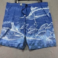 Guy Harvey Swim Trunks 42x9 Blue Lined Pelagic AFTCO Fishing Swimming  Casual