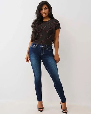 True Religion Jennie Curvy Mid Rise Super Skinny Jeans Women s Size 30