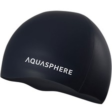 Aqua Sphere Plain Silicone Swimming Cap, Black/White, 3-Pack