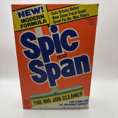 Vtg Spic And Span Cleaner Giant Size 54 Oz Movie Prop 60% Full USA