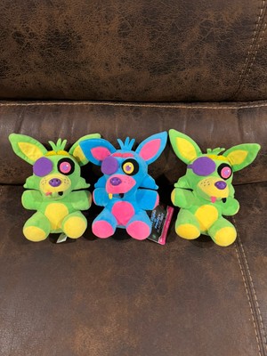 Five Nights At Freddy s FNAF Blacklight Neon Foxy 7  Plush Lot Of 3