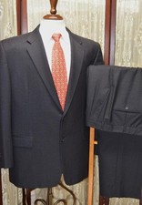 USA Hickey Freeman 46 R Loro Piana Super 130s wool solid gray business suit w7j8