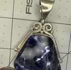Big NOS Sterling Silver Natural Faceted Sodilite Handcrafted Pendant — photo 4