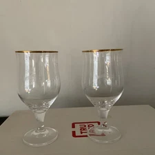 Set Of 2 Michelob Amber Bock Tulip Pint Glasses With Gold Rim