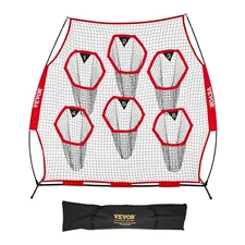 VEVOR 8x8 ft Football Trainer Throwing Net Portable Practice Net Improve QB Red