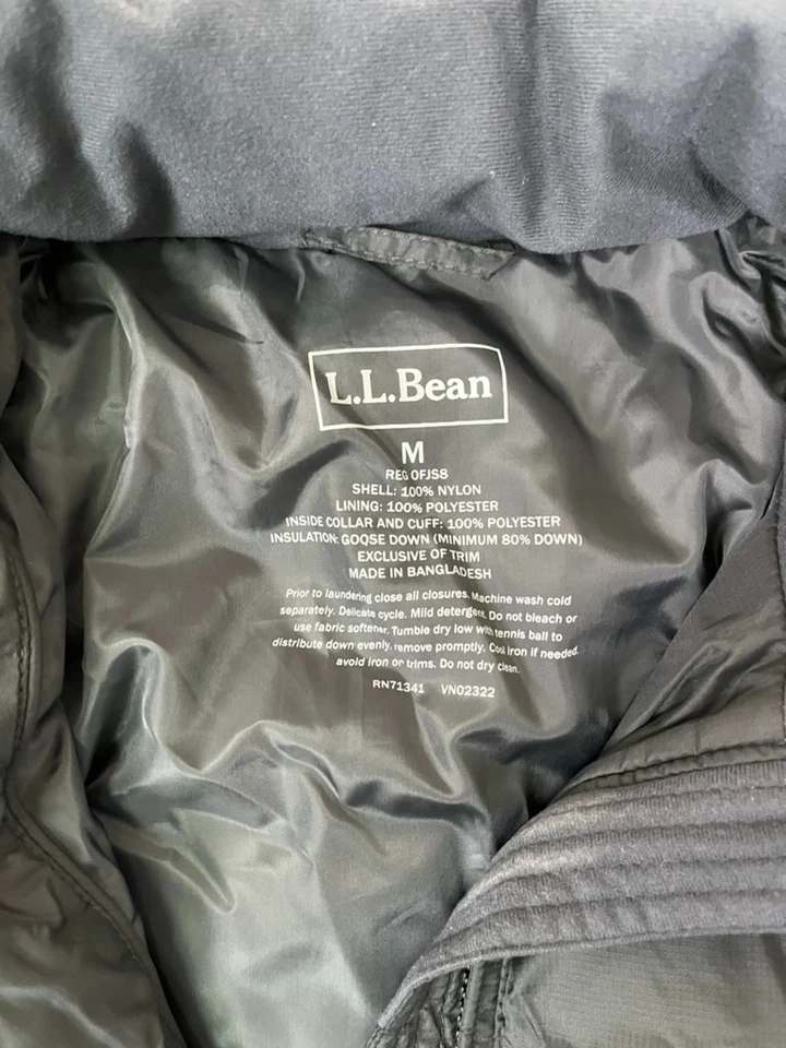 L.L .Bean Goose Down Puffer Jacket Women's Black Lightweight Full Zip Sz M - Image 2 of 4