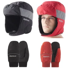 Winter Down Hat Gloves Windproof Duck Down Mittens Cap for Outdoor Sports Skiing