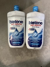 New Sealed 2-Pack Biotene Dry Mouth Oral Rinse Fresh Mint 33.8 Fl oz Exp 7/28