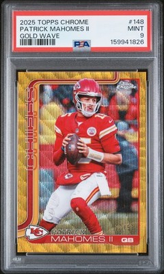 2025 TOPPS CHROME GOLD WAVE #148 PATRICK MAHOMES II 27/50 PSA 9