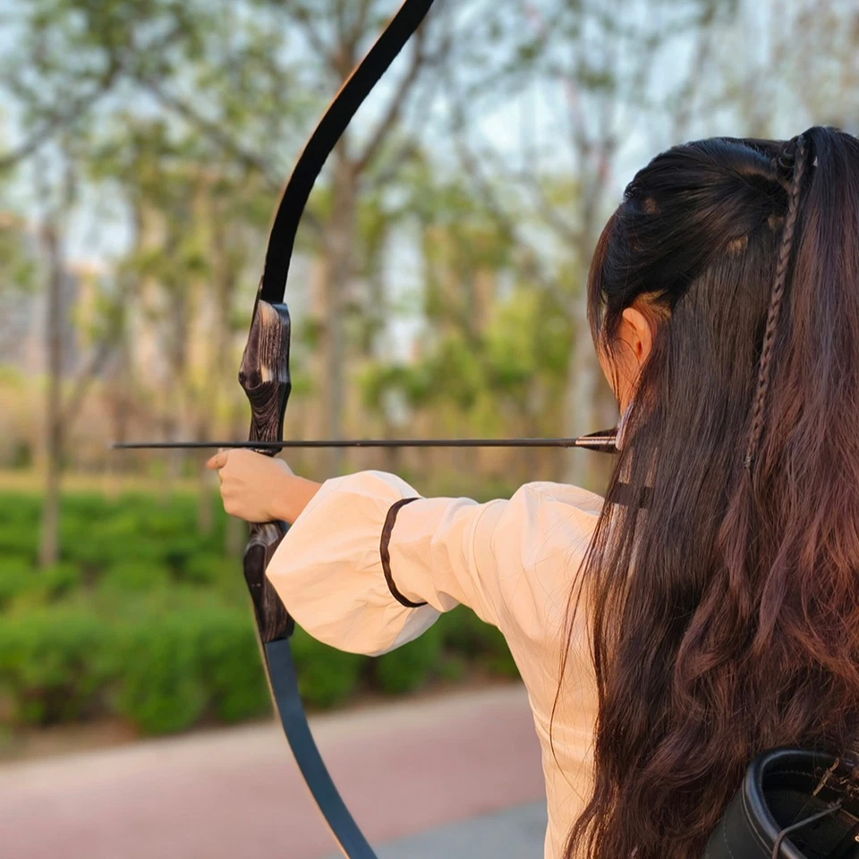 58'' Recurve Bow Set Takedown 20-50lbs Wooden Bow Limbs Archery Hunting Target - Image 4 of 4