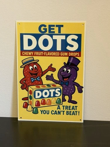 Dots Candy Chewing Gum Vintage Style Metal Sign Advertising