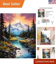 Frameless Mountain Landscape Paint by Numbers - Complete DIY Art Kit for Adults