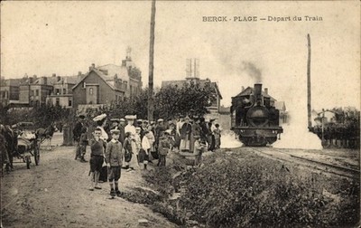 Ak Berck Plage Pas de Calais, Dampflok, Kinder,  Abfahrt des Zuges - 4922914