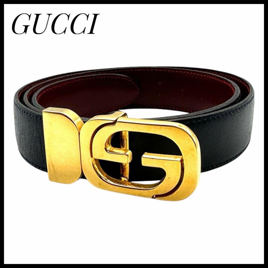 GUCCI Vintage Black Gold Belt for Women Business Style