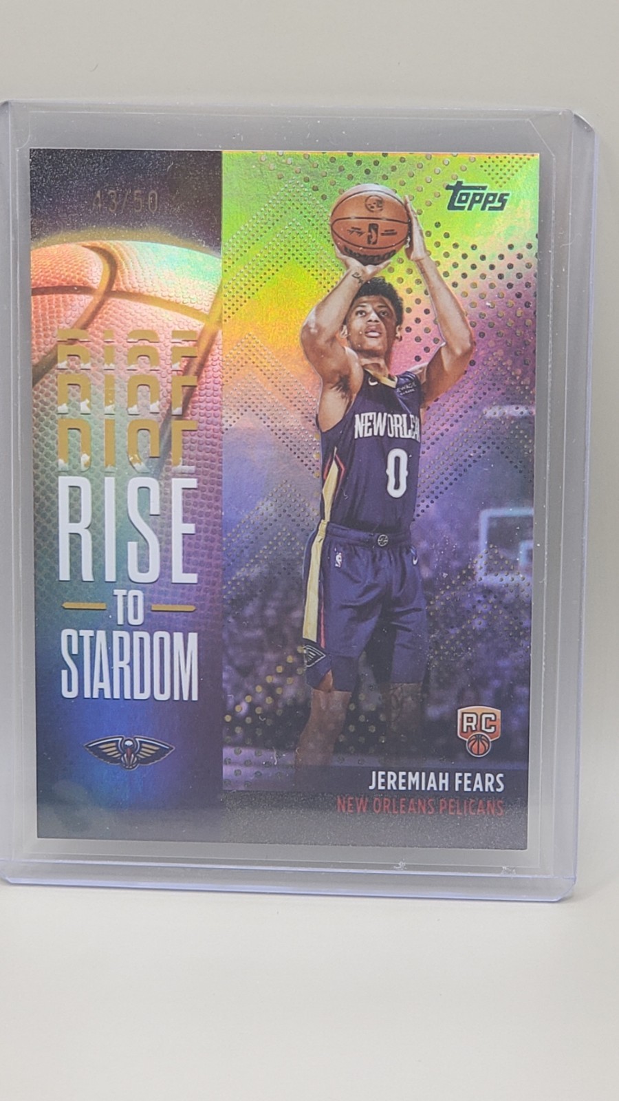 2025-26 Topps Jeremiah Fears Rise to Stardom RC Gold Rainbow #43/50 Pelicans