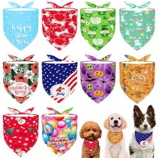 10 PCS Holiday Dog Bandanas Medium Dogs Christmas Festival Triangle Scarf