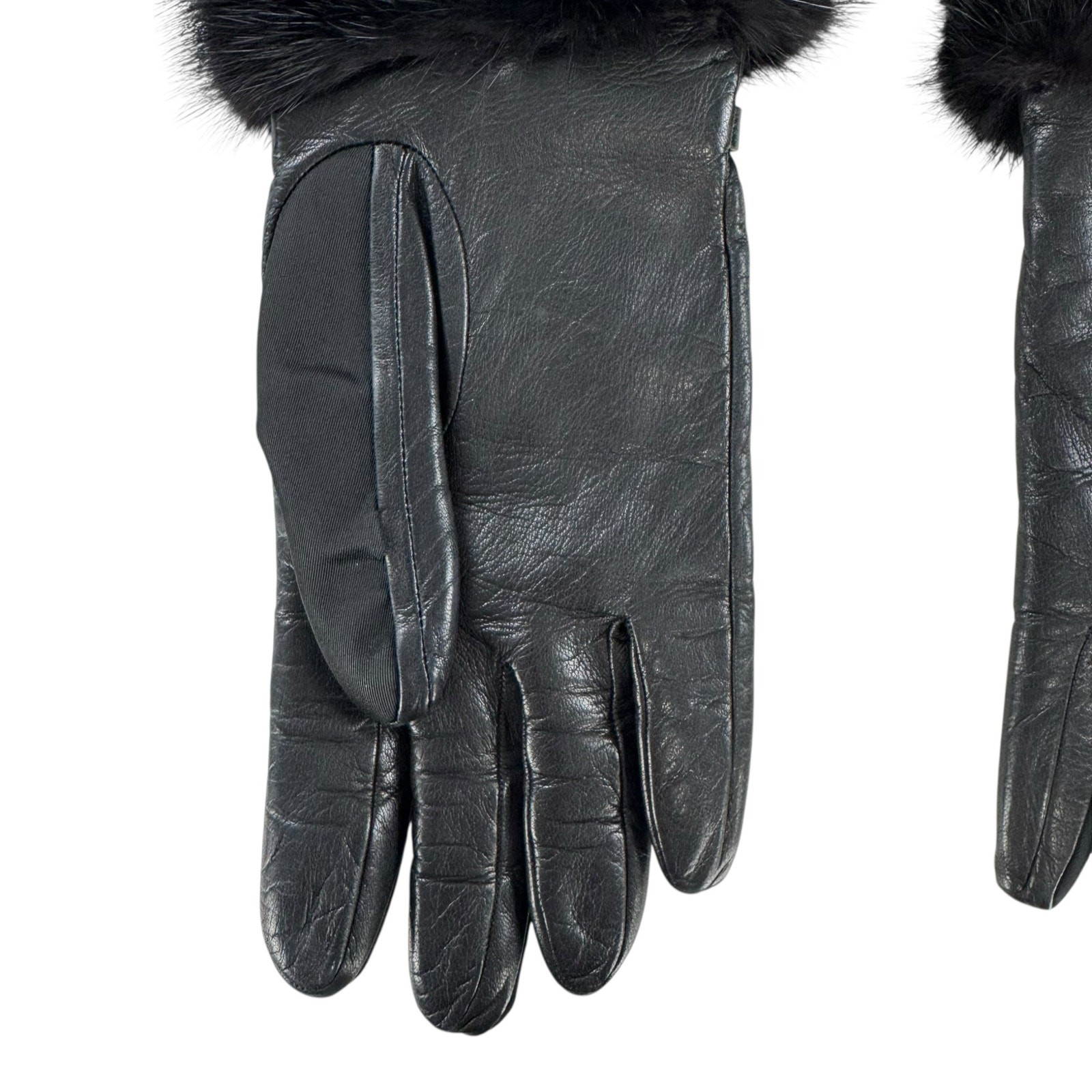 Prada Black Nylon & Mink Fur Gloves thumbnail 4