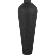 Matt Black Medium Hammered Metal Vase 80cm Tall Living Room Centrepiece