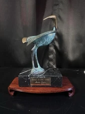 Martin Simon Garza 3 Vintage Bronze Egret Figure On Base