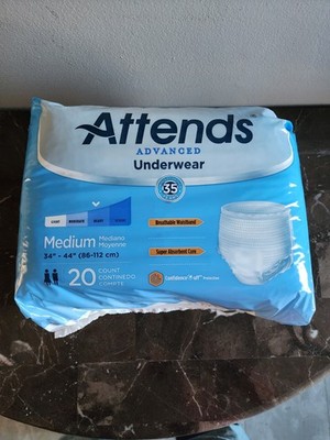 Attends Advanced Underwear Medium Severe Absorbency Disposable 20 Count White